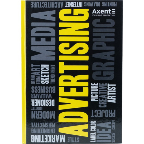 Блокнот Axent Colors А4 80 аркушів клітинка жовтий тверда обкладинка (8421-06-A)