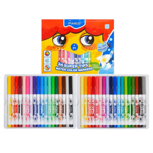 Фломастери, 36 кольорів "Super Washable", 1630/36CB Marco (95638)