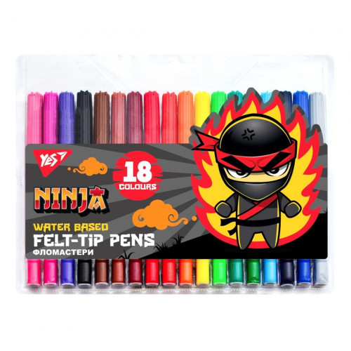 Фломастери YES 12 кольорів "Ninja"