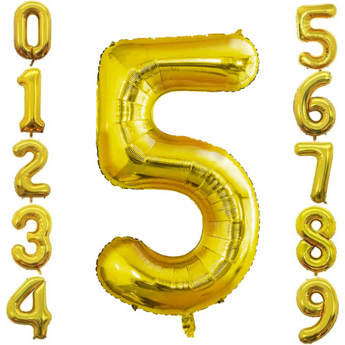 Фольгована цифра під гелій (80 см) - "5" (золото) 02373