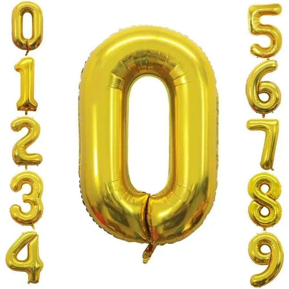 Фольгована цифра Китай під гелій (70 см) - "0" (золото) 02378