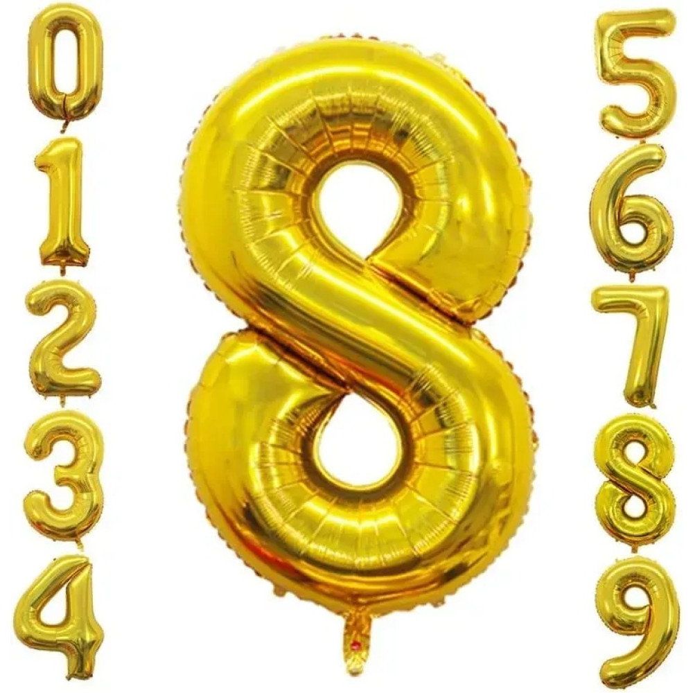 Фольгована цифра Китай під гелій (70 см) - "8" (золото)