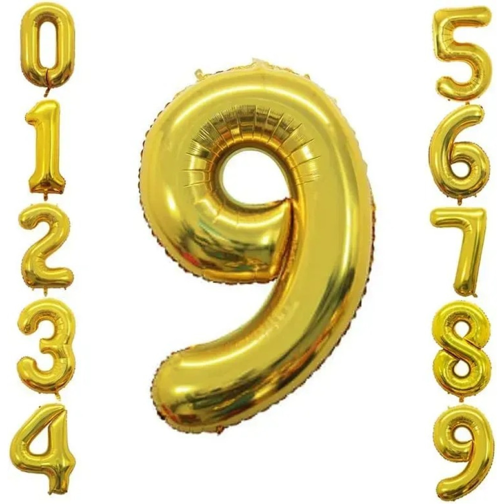 Фольгована цифра під гелій (80 см) - "9" (золото) 02377