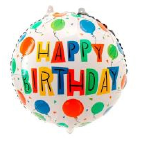 Фольгована кулька коло Китай Happy birthday кольорові кульки 18" 13696