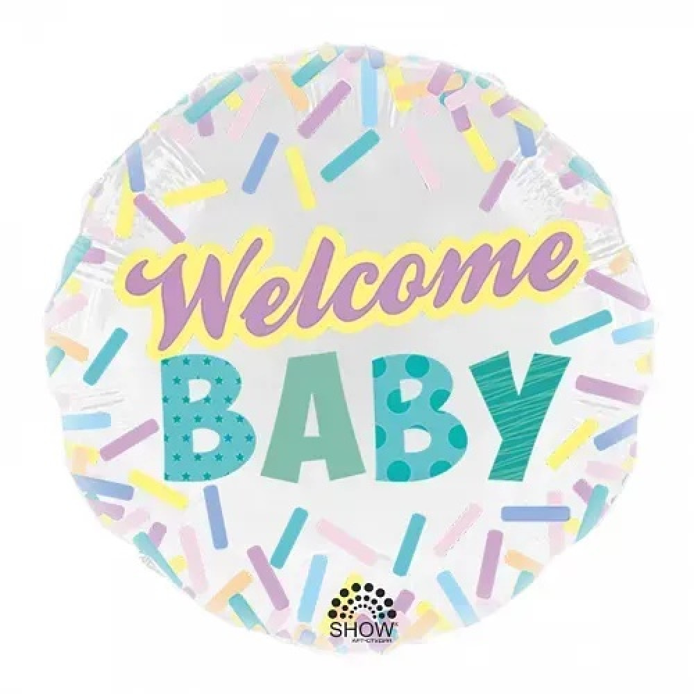 Фольгована куля коло Арт-SHOW "Welcome BABY" 18`