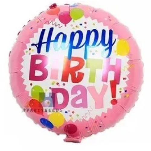 Фольговане коло "Happy Birthday кульки на рожевому " 18' 02483