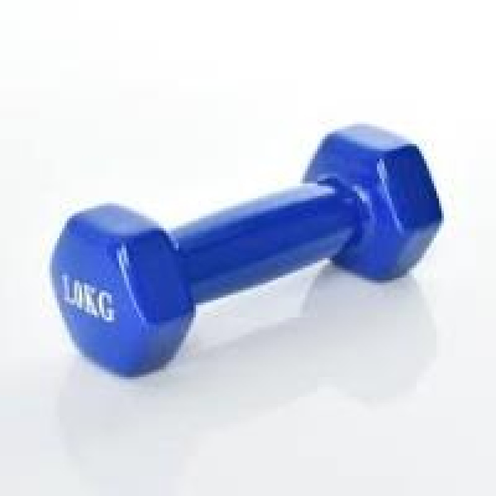 Гантель M 0289-BL (20шт) с виниловым покрытием, 1кг, синий, в кульке, 14-6см