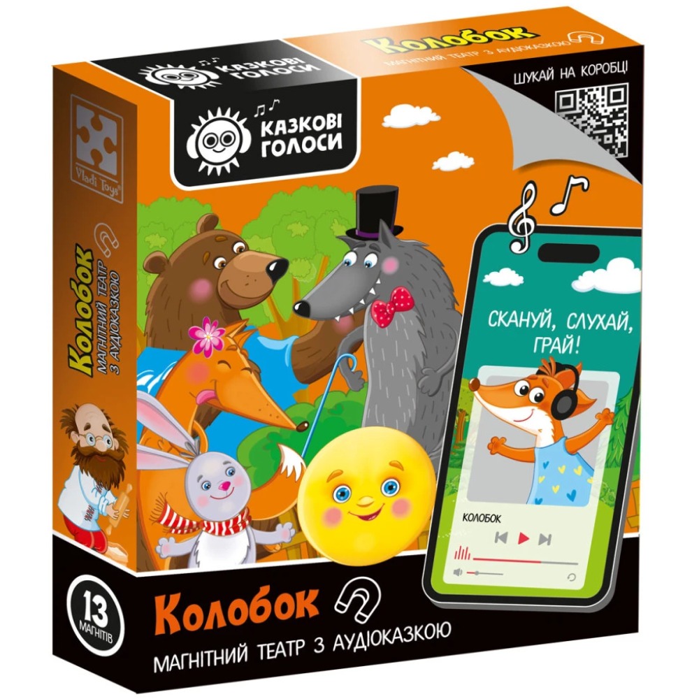 Гра розвиваюча Vladi Toys магнітний театр з аудіоказкою Казкові голоси "Колобок" VT3206-38