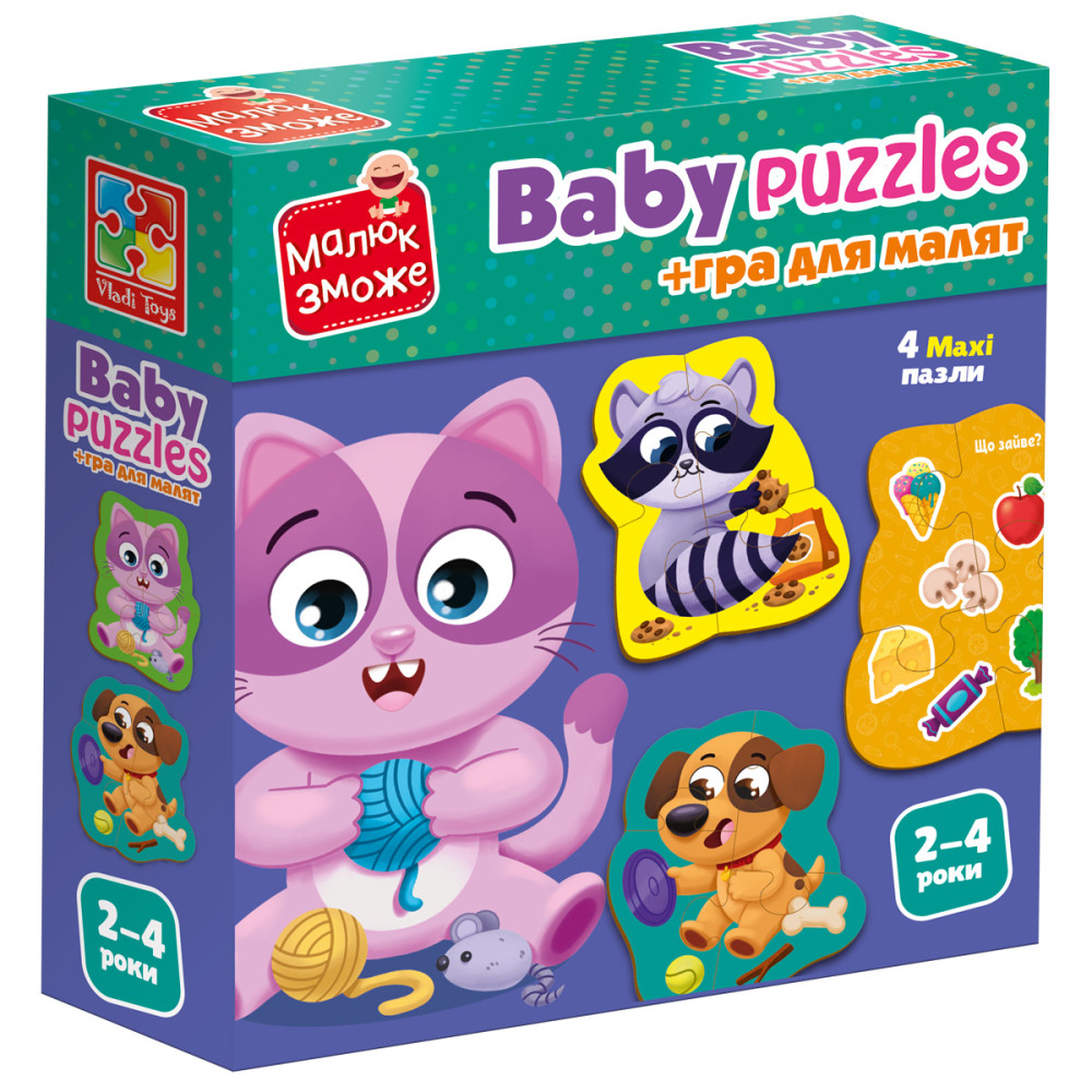 Гра розвиваюча Vladi Toys пазли картонні з грою. Хатні улюбленці. VT1722-25 (укр)