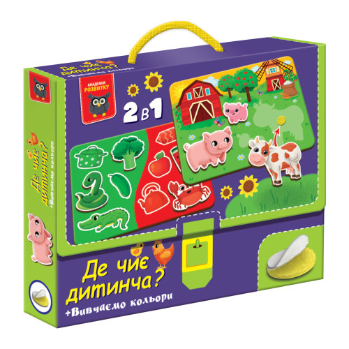 Гра розвиваюча Vladi Toys з липучками. Де чиє дитинча? Вивчаємо кольори. VT1310-05 (укр)