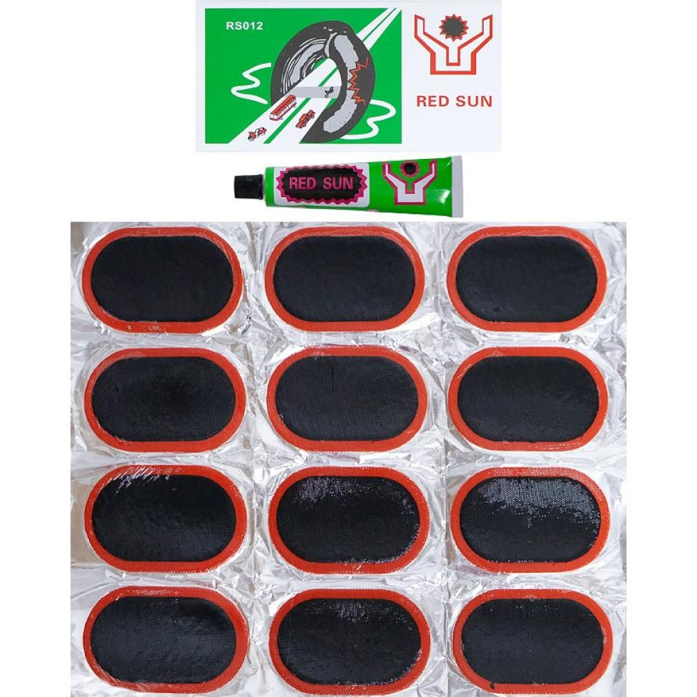 Гумові латки 12шт + клей 60x35мм, овальні RS012 (124487)