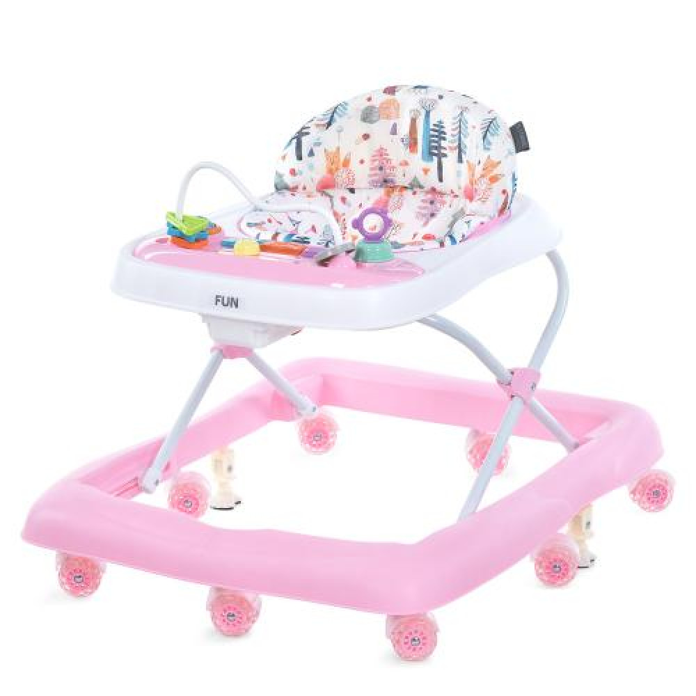 Ходунки ME 1184 FUN Pink (1шт) музика, колеса 8шт, стопор, на бат-ці, рожевий