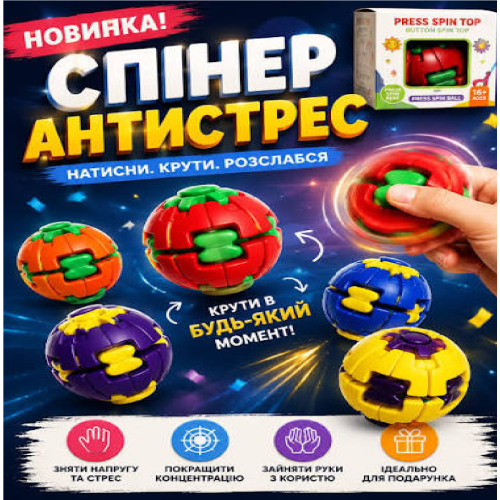 Іграшка Антистрес куля трансформер зі світлом 6,4*6см 2026-11