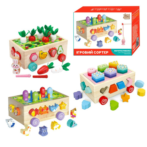 Ігровий сортер 22657 "4FUN Game wood Club", 3 види, у коробці