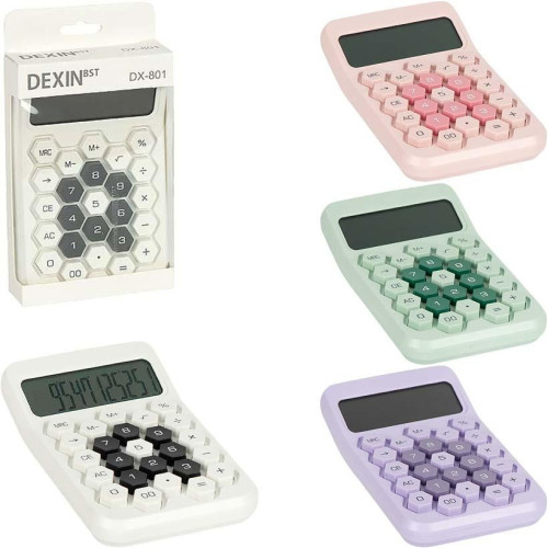 Калькулятор 16x10x2см кольоровий з кнопками “соти” Dexin DX-801