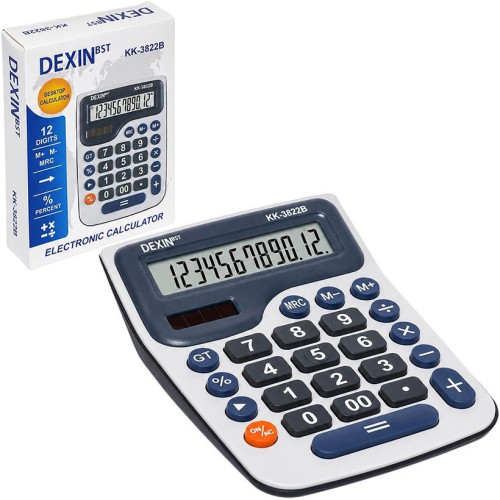 Калькулятор 14x11x3,5см з великими кнопками Dexin KK-3822B (119376)