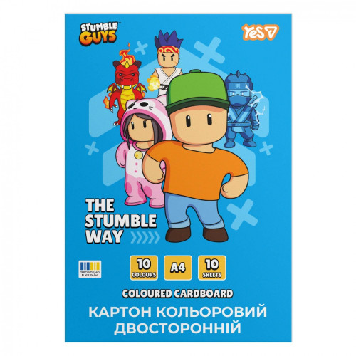 Картон кольоровий двосторонній Yes "Stumble Guys", 10 аркушів, А4, папка 955493
