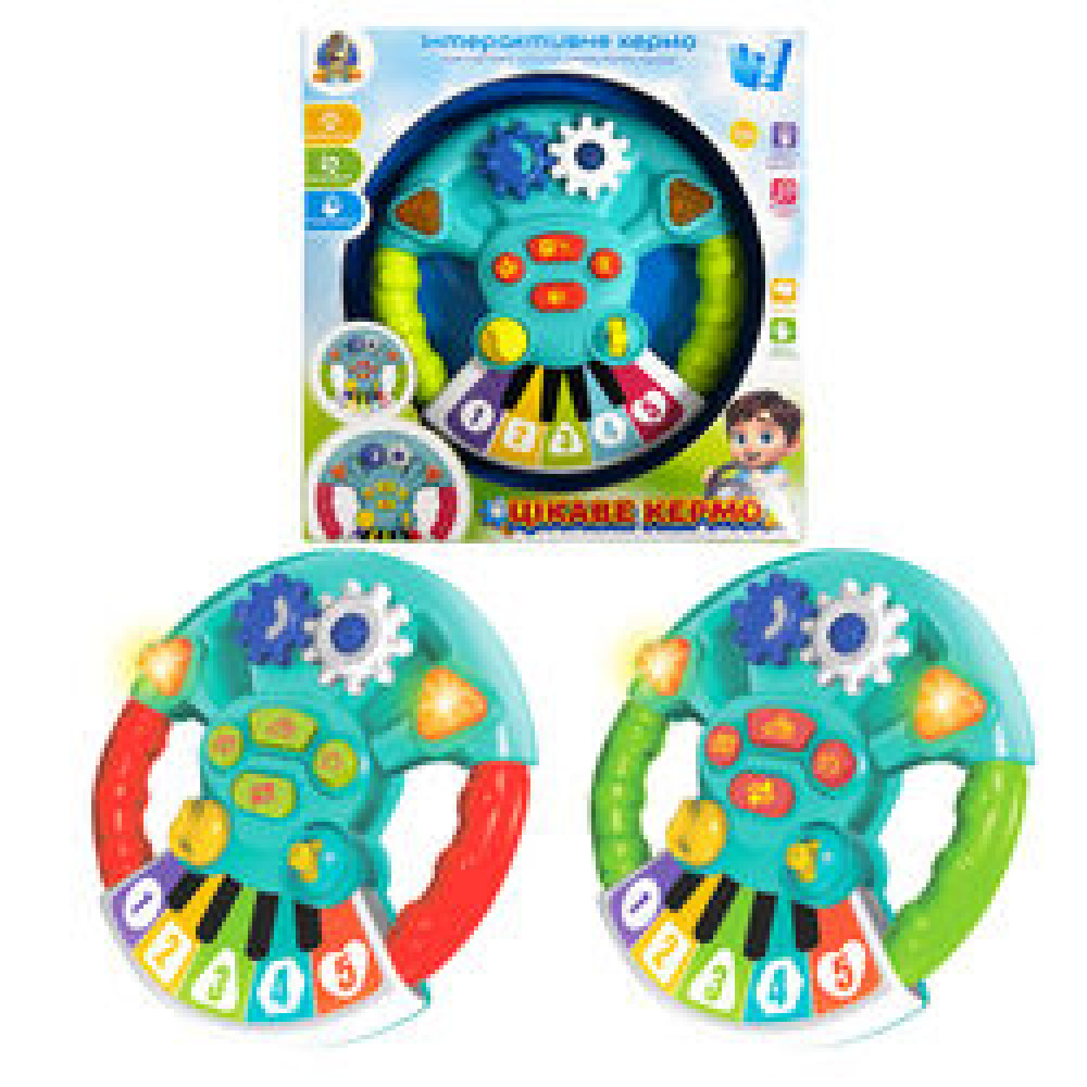 Кермо музичне 37927 (32) "Wtoys", ОЗВУЧУВАННЯ УКРАЇНСЬКОЮ МОВОЮ, підсвічування, 10 пісень, 10 казок, віршики, цифри, ноти, сенсорне піаніно, регулюван