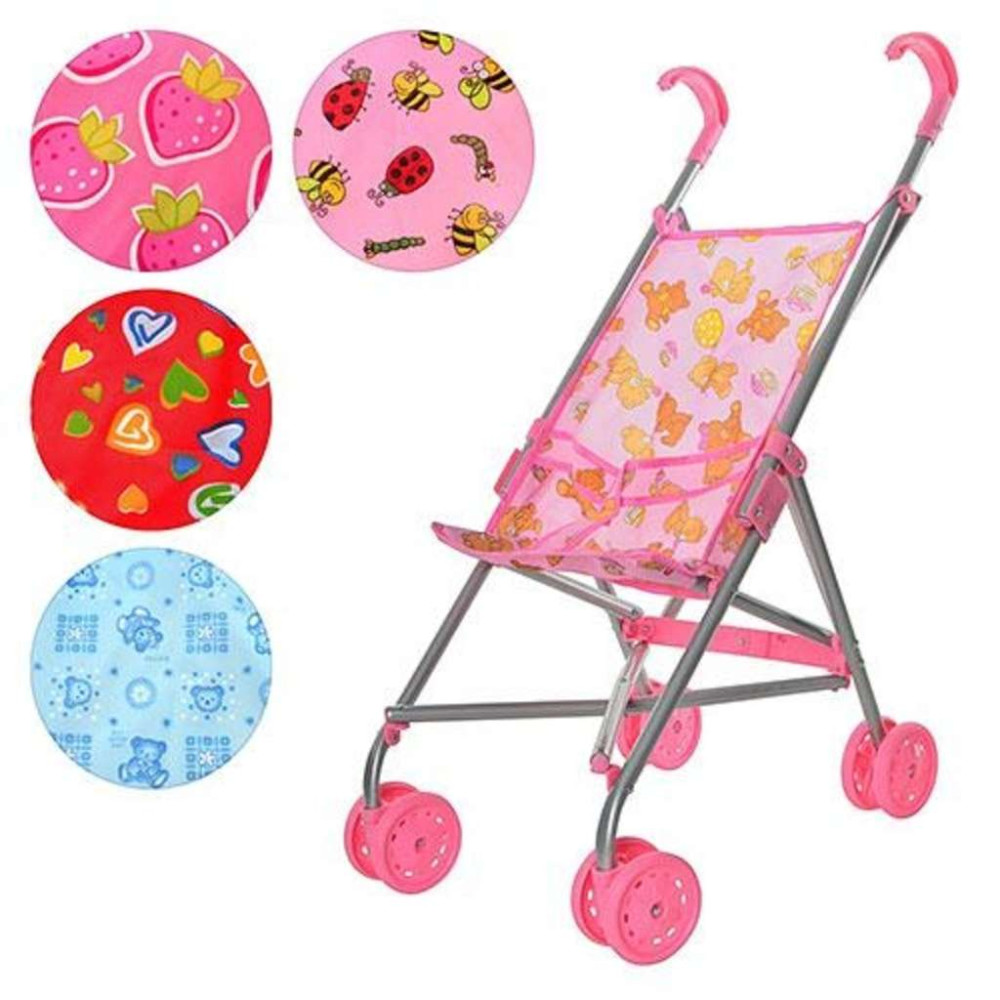 Коляска 9302W (12шт) металева, тростинка, поворот,в кульку 52*26*55