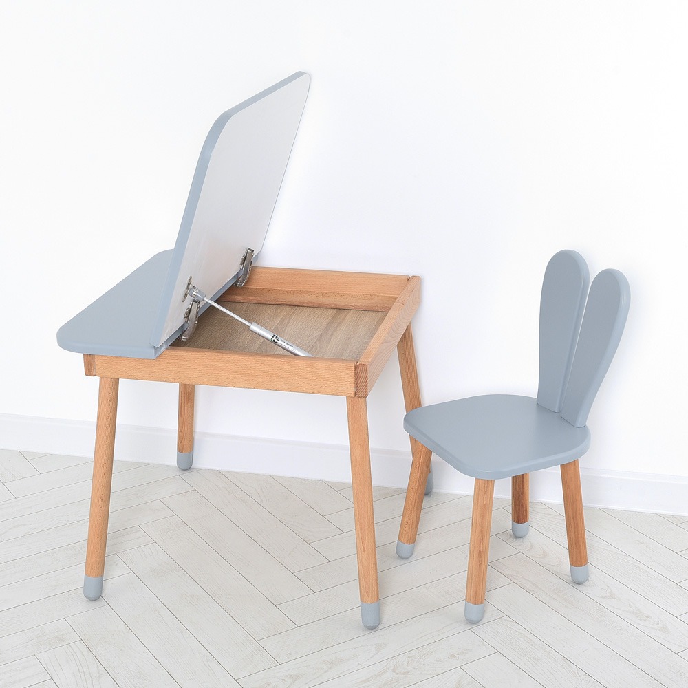 Комплект ARINWOOD Зайчик Desk з ящиком Сірий (столик + стілець) 04-025GREY-DESK