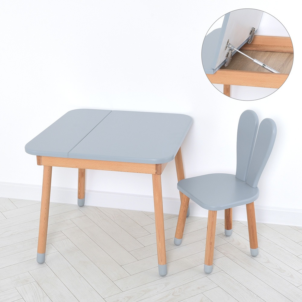 Комплект ARINWOOD Зайчик Desk з ящиком Сірий (столик + стілець) 04-025GREY-DESK