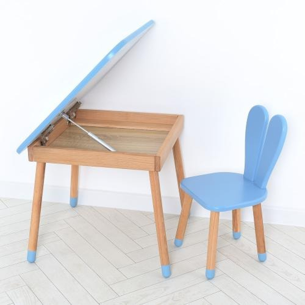 Комплект ARINWOOD Зайчик Table з ящиком Пастельно синій (столик + стілець) 04-025BLAKYTN-TABLE