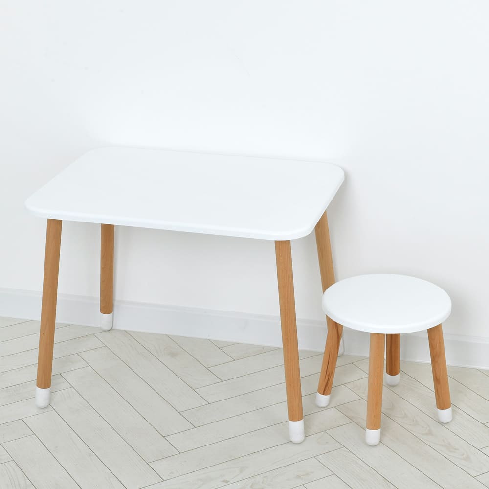 Комплект ARINWOOD Зайчик Білий (столик 500×680 + табурет) 04-026W