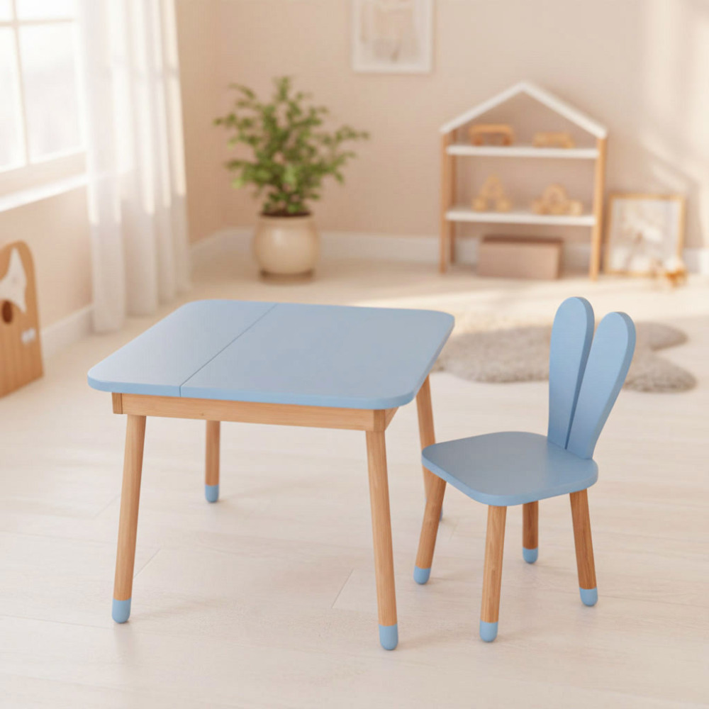 Комплект ARINWOOD Зайчик Desk з ящиком Пастельно синій (столик + стілець) 04-025BLAKYTN-DESK