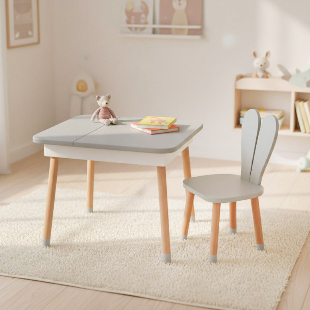 Комплект ARINWOOD Зайчик Desk з ящиком Сірий (столик + стілець) 4-025GREY-DESK