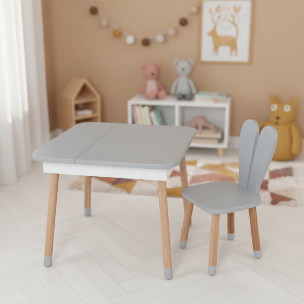 Комплект ARINWOOD Зайчик Desk з ящиком Сірий (столик + стілець) 4-025GREY-DESK