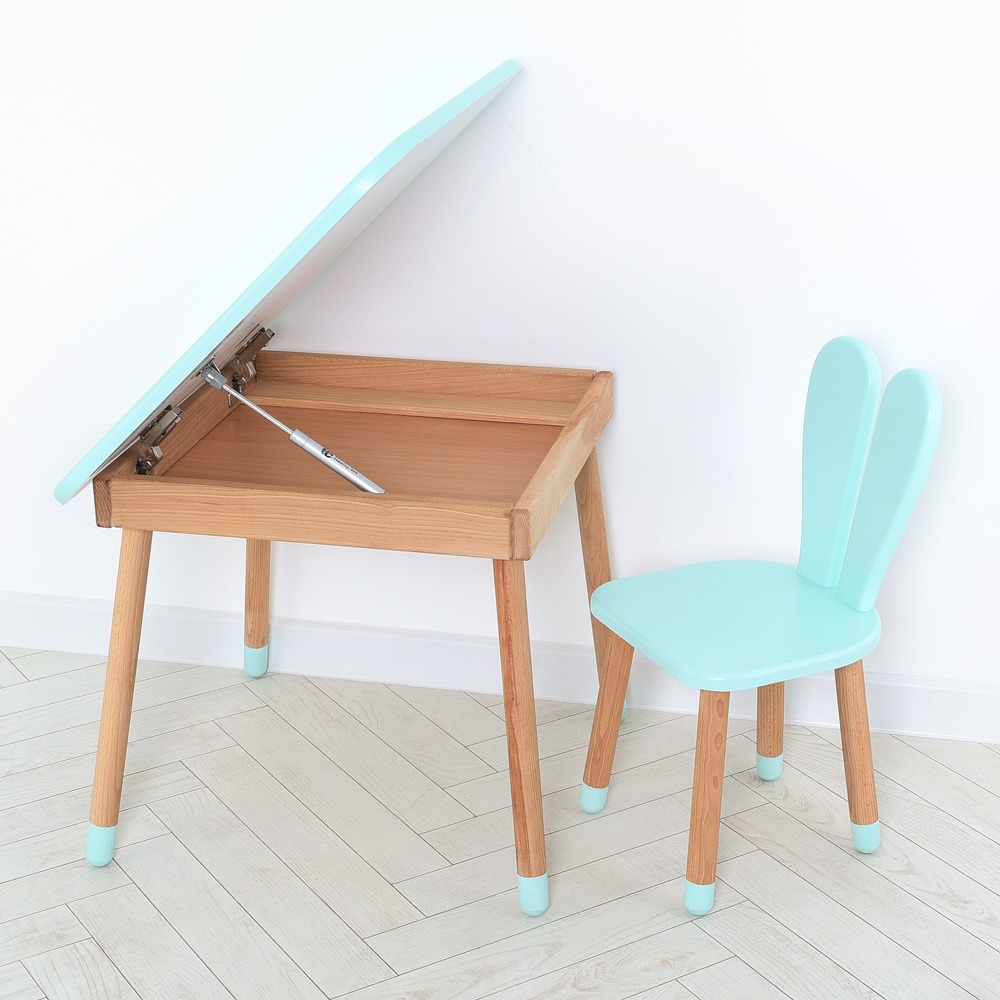 Комплект ARINWOOD Зайчик Table з ящиком Бірюзовий (столик + стілець) 04-025B-TABLE
