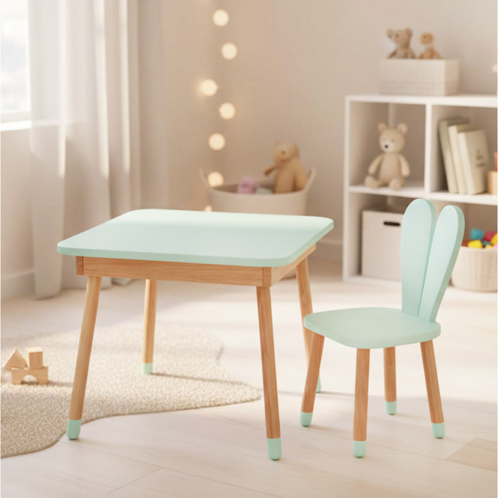 Комплект ARINWOOD Зайчик Table з ящиком Бірюзовий (столик + стілець) 04-025B-TABLE