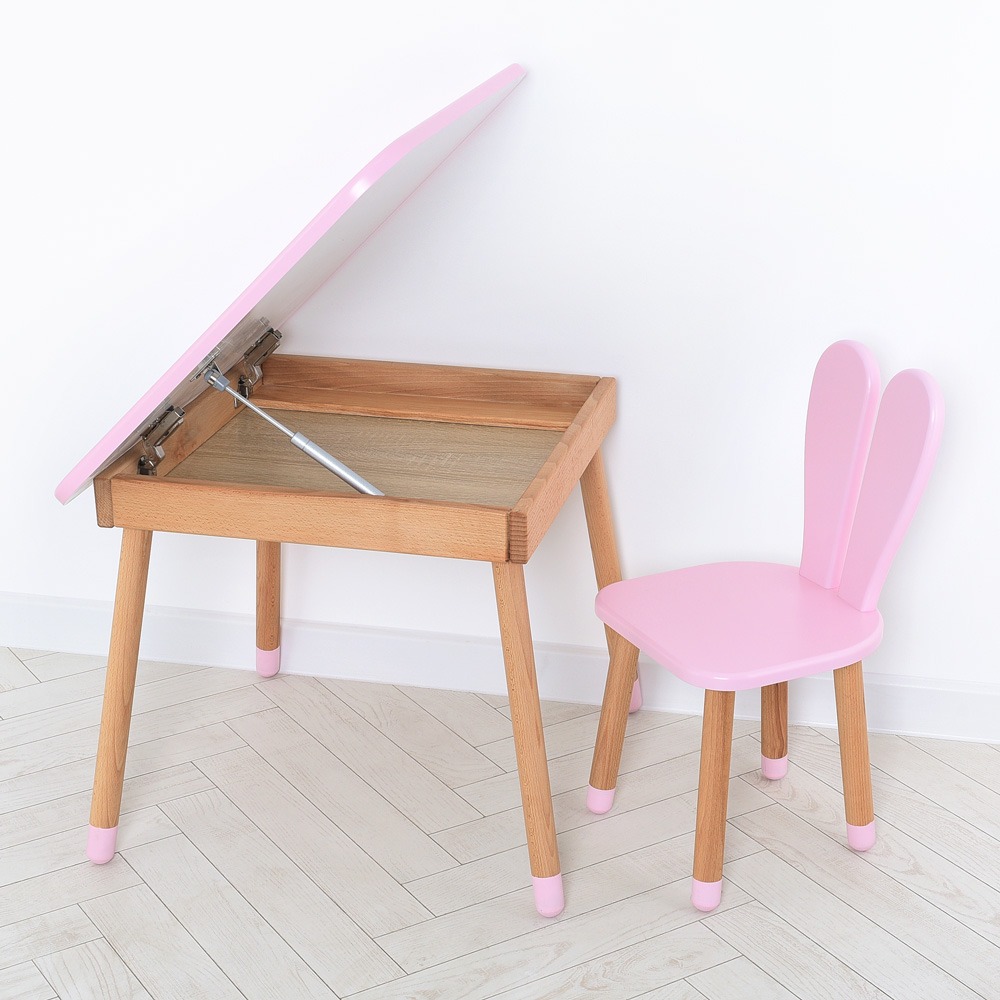Комплект ARINWOOD Зайчик Table з ящиком Рожевий (столик + стілець) 04-025R-TABLE
