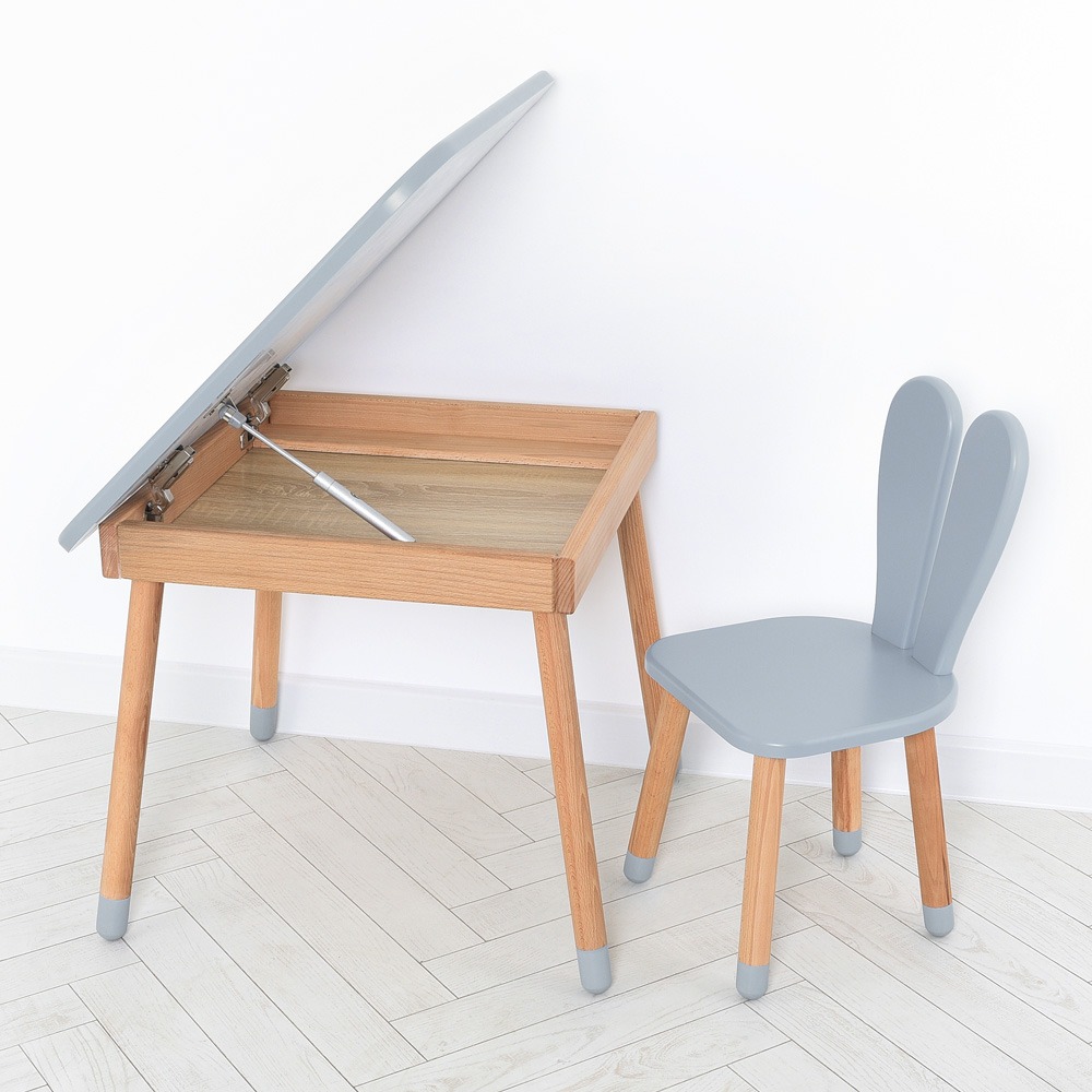 Комплект ARINWOOD Зайчик Table з ящиком Сірий (столик + стілець) 04-025GREY-TABLE