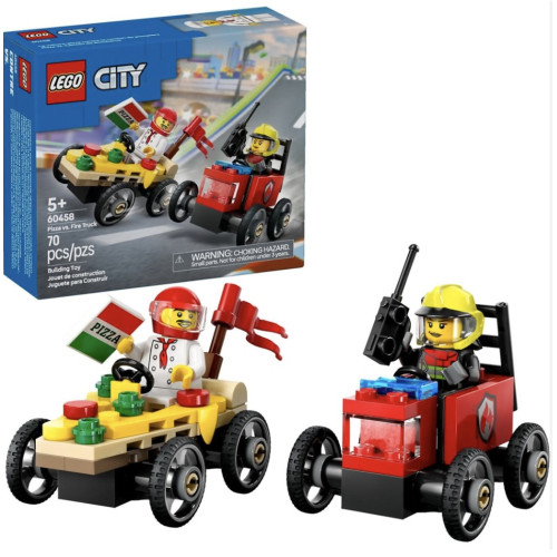 Конструктор «Піца-авто проти пожежної машини» Набір перегонів 70 дет LEGO City 12588