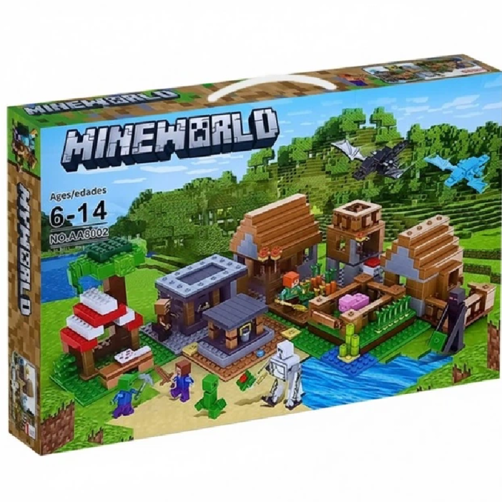 Конструктор Minecraft 938 деталей AA8002 Пригоди у селищі Майнкрафт MineWorld My World