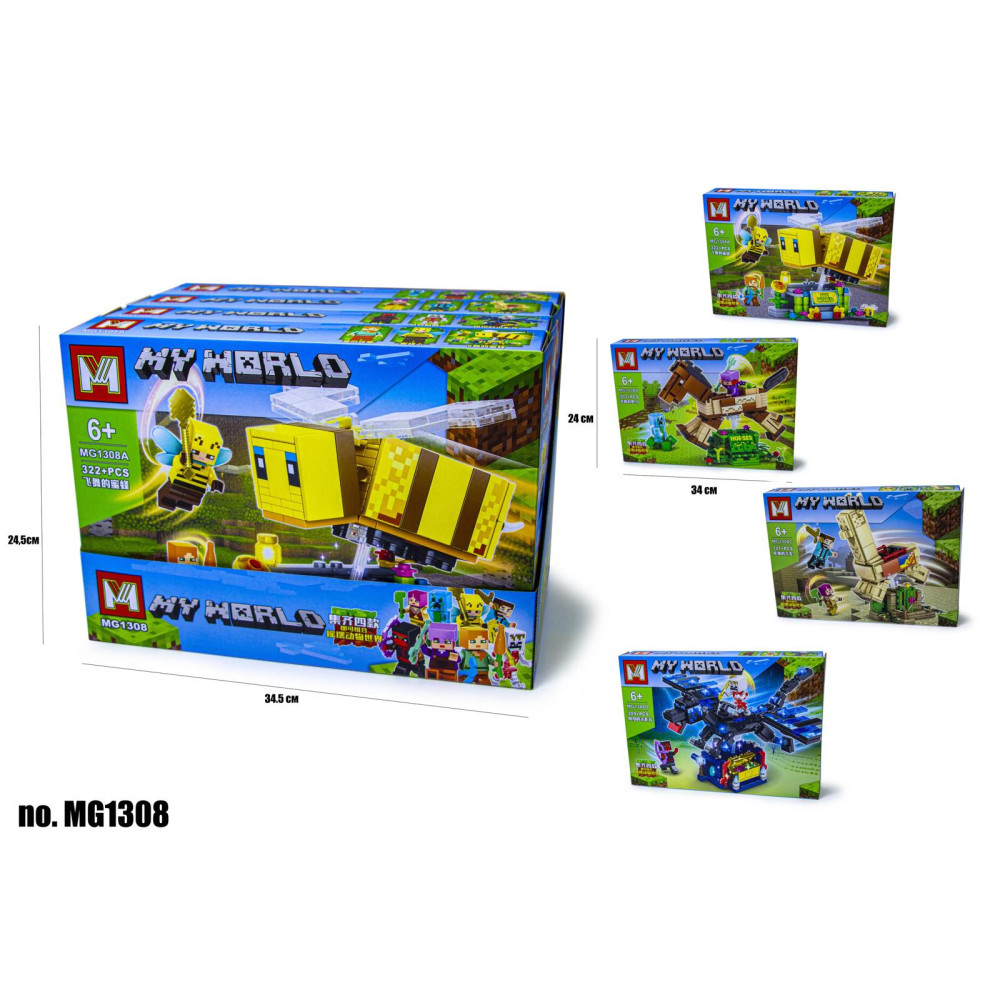 КОНСТРУКТОР MINECRAFT MG1308 (303-322 ДЕТАЛЕЙ)