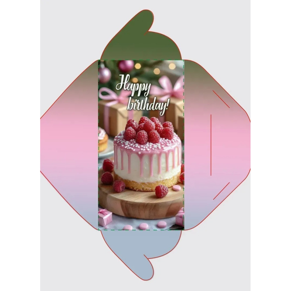 Конверт "Happy birthday" торт малина 16639
