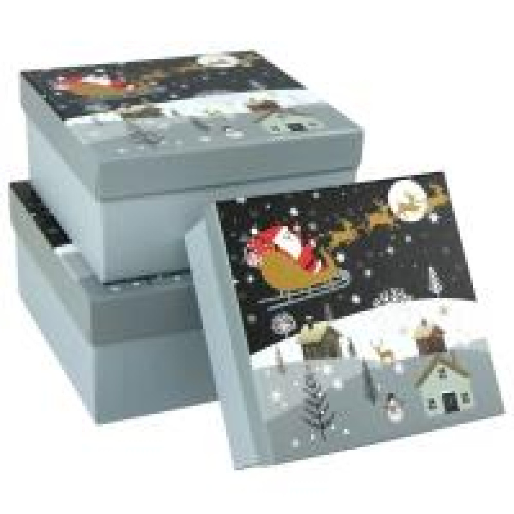 Коробка "Санта на санчатах" 3 шт 7006-0080 Розмір:20 см х 20 см х 9,5 см,