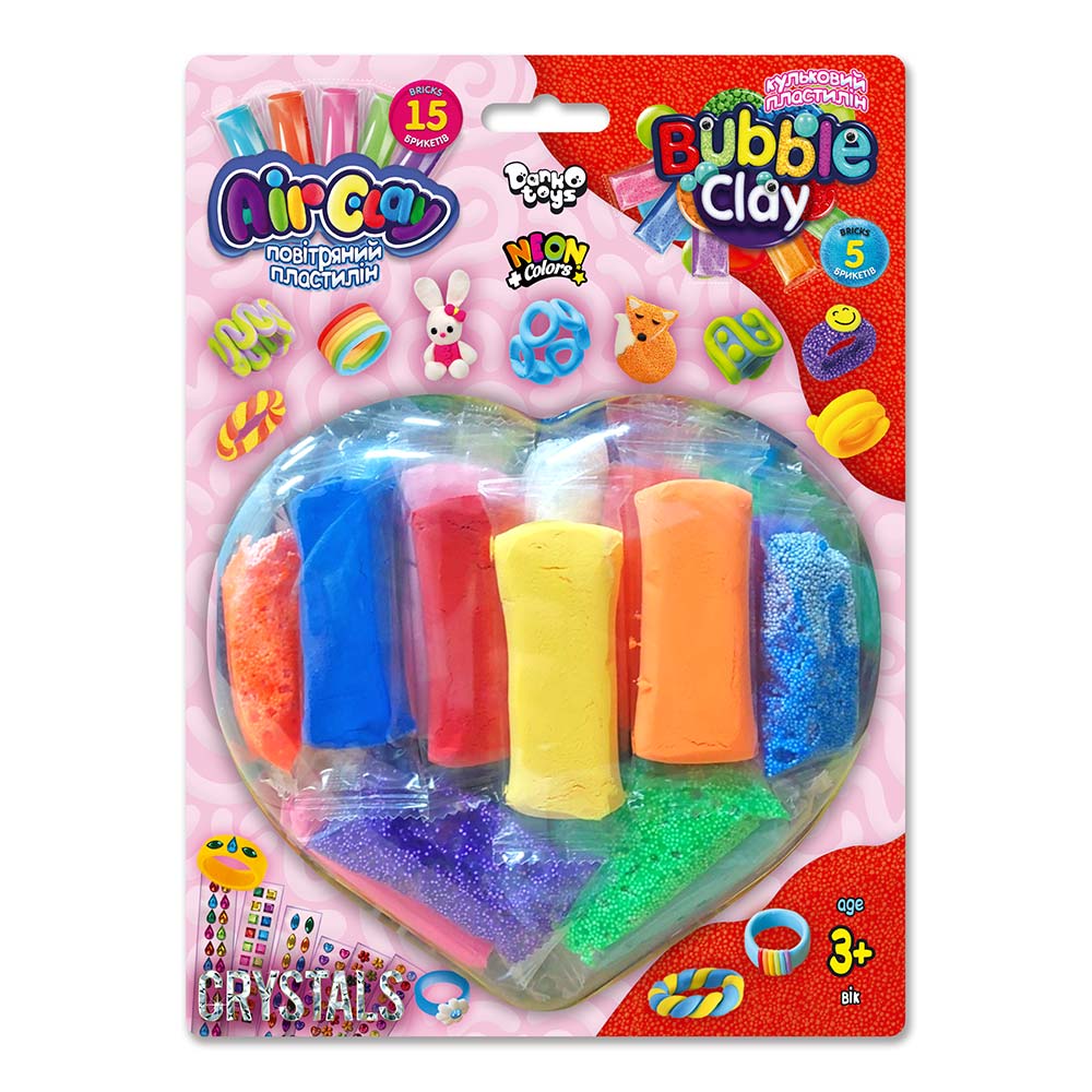 Креативна творчість із пластиліну "Air Clay+Bubble Clay" блістер (24) ARBB-03-01,02