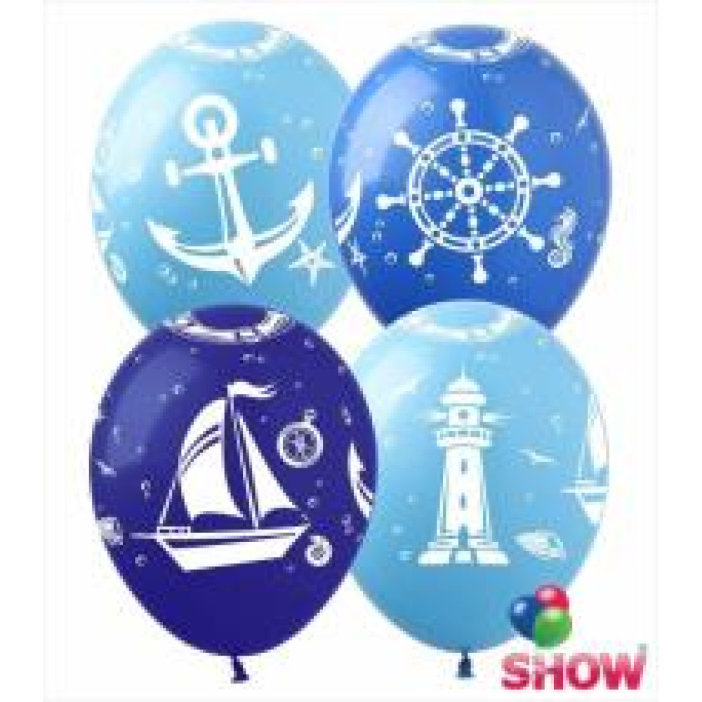 Кулька латексна 12" Морський (синій+блакитний) (100) (5 ст) DM-12