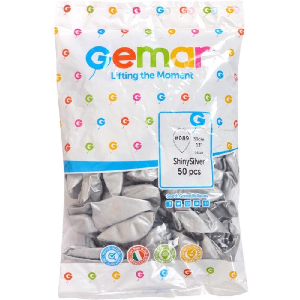 Кульки повітряні 13" (33см) 50шт ХРОМ "Срібло" GB120/089 128901 (105806)