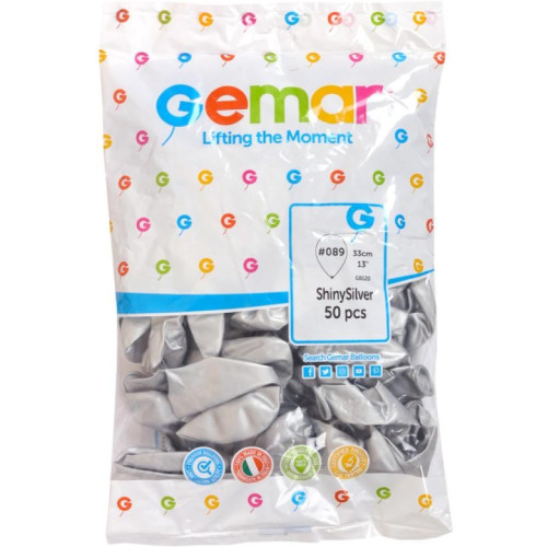 Кульки повітряні 13" (33см) 50шт ХРОМ "Срібло" GB120/089 128901 (105806)