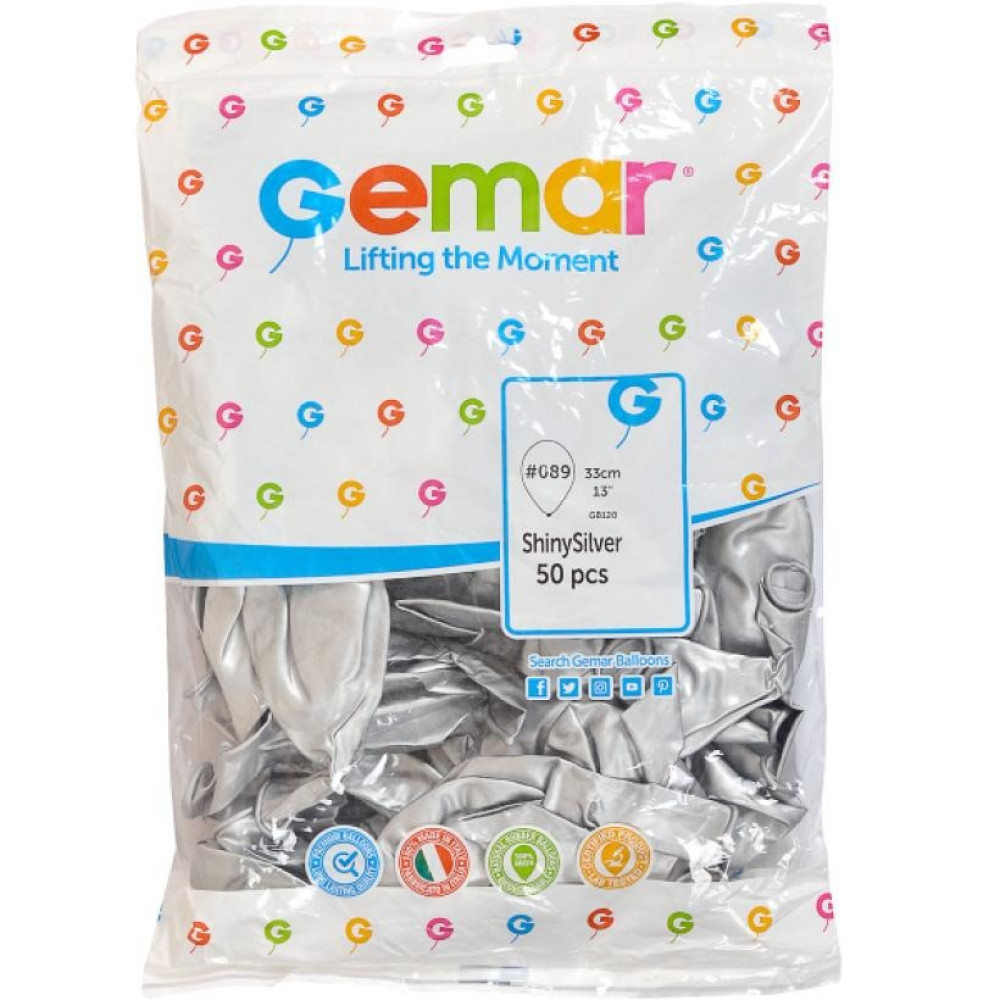 Кульки повітряні 13" (33см) 50шт ХРОМ "Сірий графіт" GB120/090 12900 (105804)