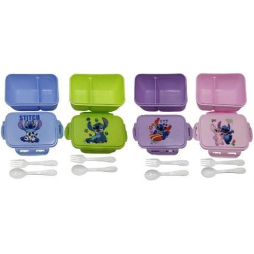 Ланчбокс + ложка, виделка "Стіч" 2відділ., 18*12*7см, 4в. F-2-1