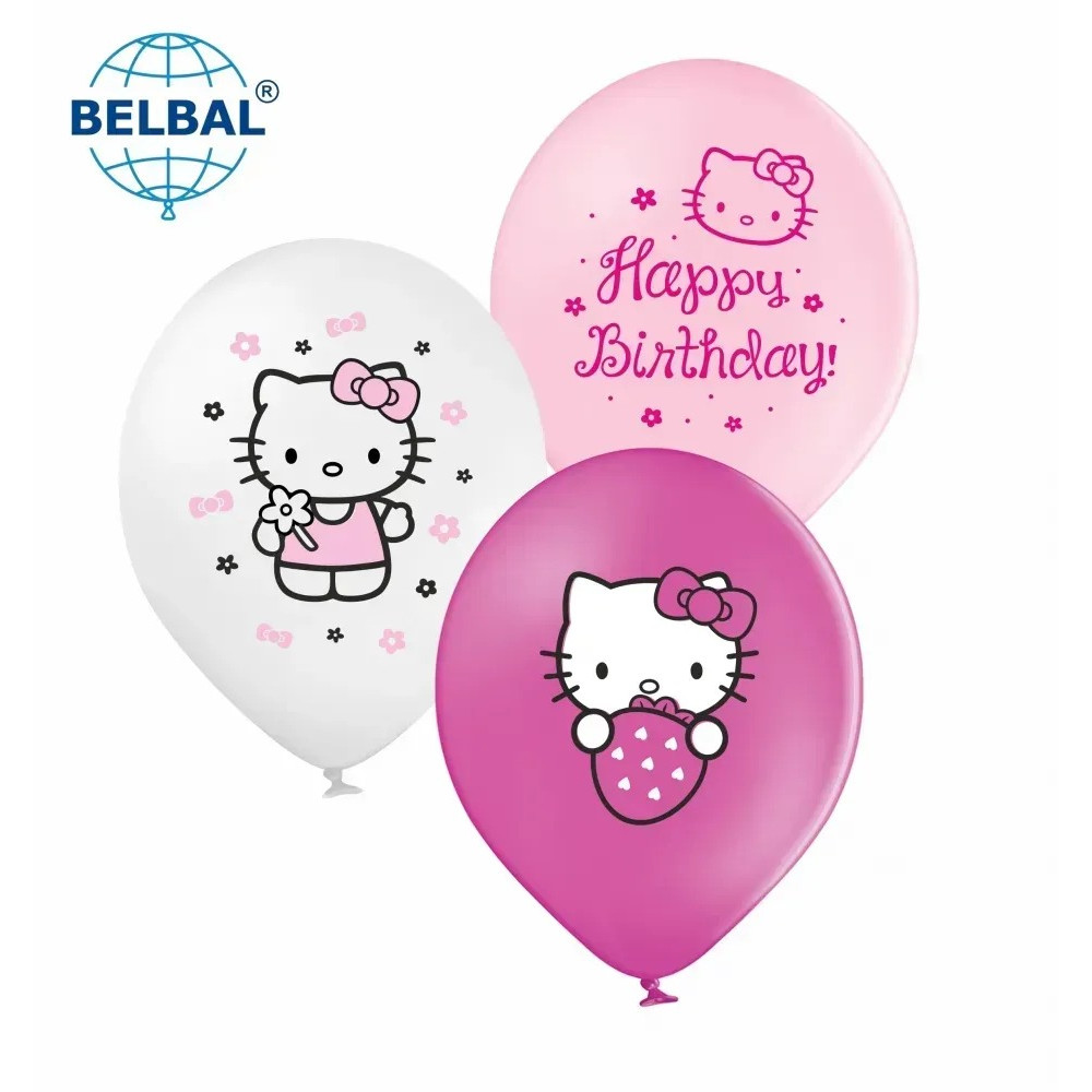 Латексні кульки Belbal "Hello Kitty", мікс, рожевий, білий, малиновий 1 ст.30 см 12" (25 шт.) 14886