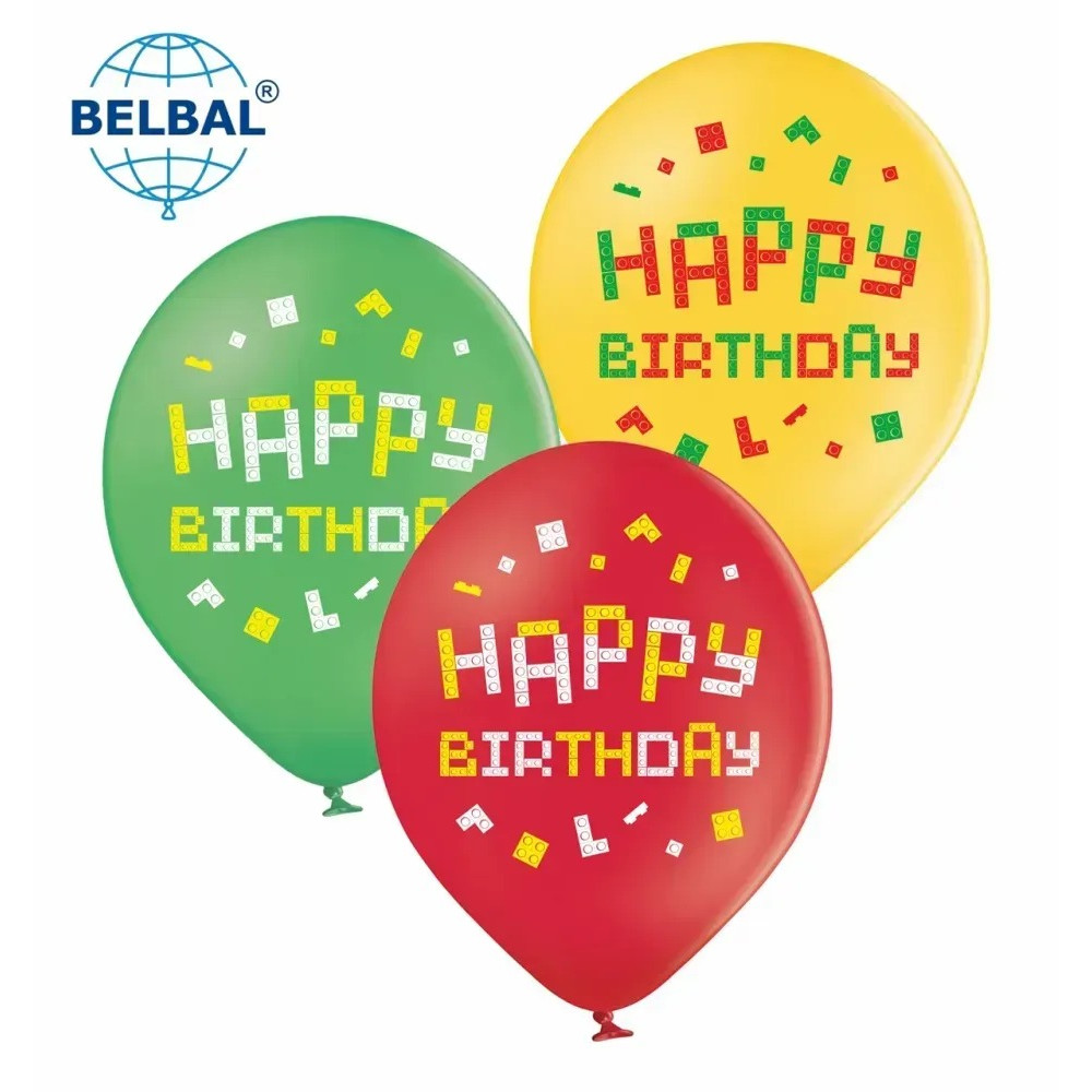 Латексні кульки Belbal Лего Lego "Happy birthday" 30 см 12" (25 шт.) 14018