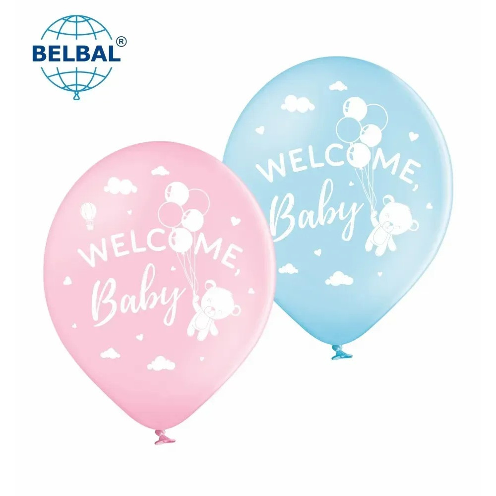 Латексні кульки Belbal "Welcome Baby", 30 см 12" (25 шт.) 14364