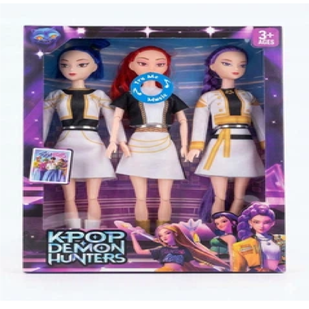 Лялька в коробці біла музичні  Kpop Demon Hunters 3ШТ V-POP-2
