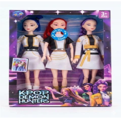 Лялька в коробці біла музичні  Kpop Demon Hunters 3ШТ V-POP-2